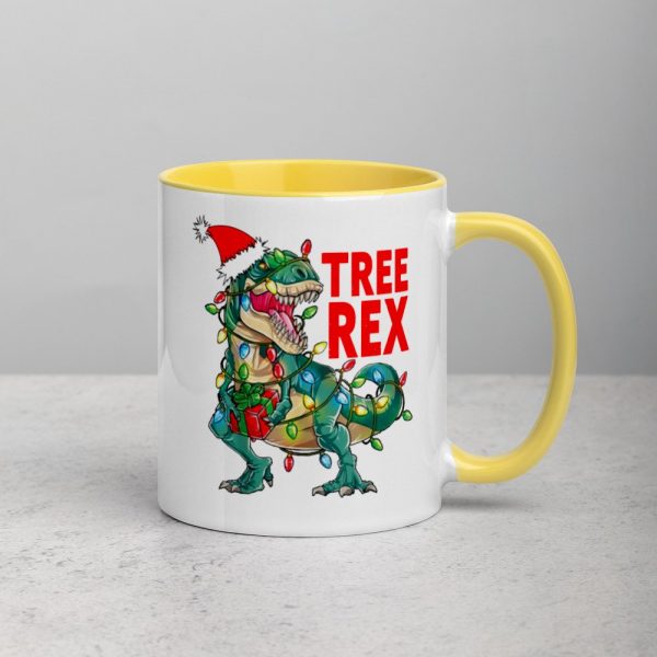 Christmas Dinosaur Tree Rex Pajamas , Tree Rex, T-Rex , Xmas Gifts Mug with Color Inside