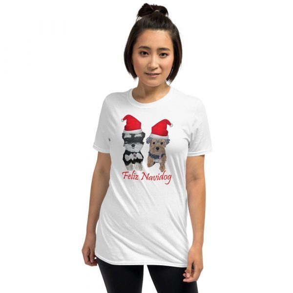 Feliz Navidog Yorkie and Schnauzer Christmas Short-Sleeve Unisex T-Shirt
