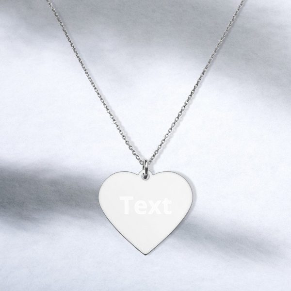 Customized Engraved Silver Heart Necklace Necklace Customized Name Engraved Silver Heart Necklace