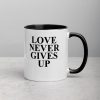 Love Never Gives Up Mug with Color Inside