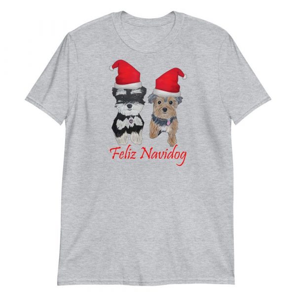 Feliz Navidog Yorkie and Schnauzer Christmas Short-Sleeve Unisex T-Shirt