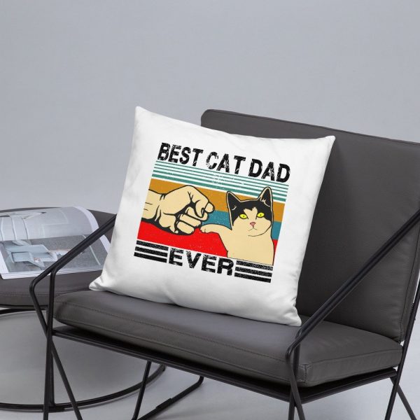 Best Cat Dad Ever  Funny Cat Daddy Father Day Gift Basic Pillow