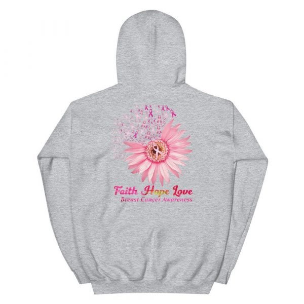 Faith Hope Love Breast Cancer Awareness Flower Pink Unisex Hoodie