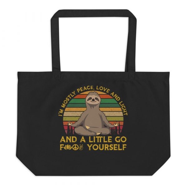 Namast'ay Away From Me - Sunset Sloth Yoga Large organic tote bag