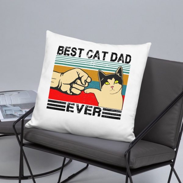 Best Cat Dad Ever  Funny Cat Daddy Father Day Gift Basic Pillow