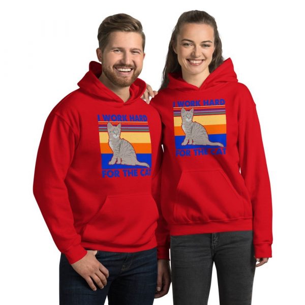 I Work Hard for The Cat Vintage Funny Cat Lover Gift Unisex Hoodie