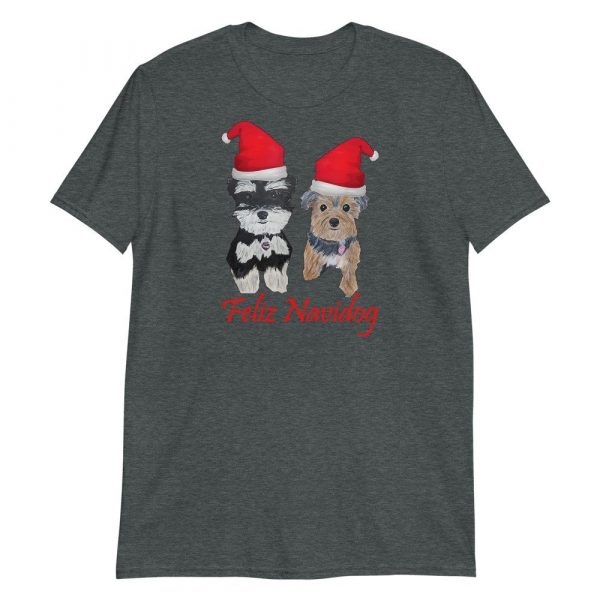 Feliz Navidog Yorkie and Schnauzer Christmas Short-Sleeve Unisex T-Shirt