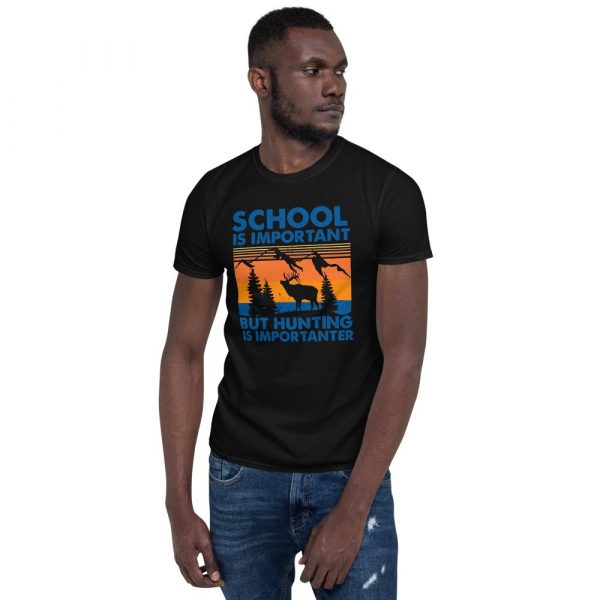 School Is Important But Hunting Is Importanter Deer Vintage Short-Sleeve Unisex T-Shirt