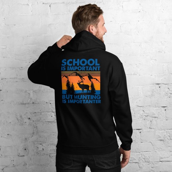 School Is Important But Hunting Is Importanter Deer Vintage Unisex Hoodie