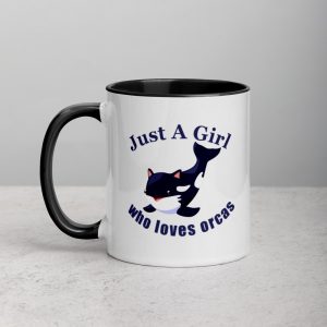 Just A Girl Who Loves Orcas Cute Killer Whales Gift Mug with Color Inside