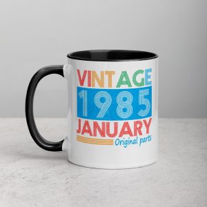 Vintage January 1985 36 Year Old 1985 Birthday Gifts Mug with Color Inside