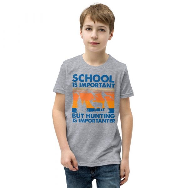 School Is Important But Hunting Is Importanter Deer Vintage Youth Short Sleeve T-Shirt
