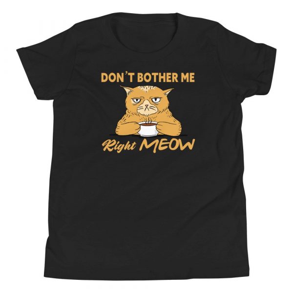 Don’t Bother Me Right Meow – Coffee Cat Humor Youth Short Sleeve T-Shirt