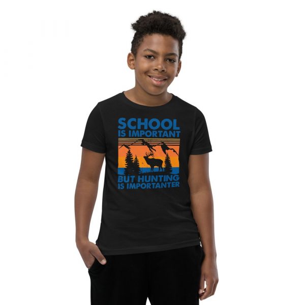 School Is Important But Hunting Is Importanter Deer Vintage Youth Short Sleeve T-Shirt