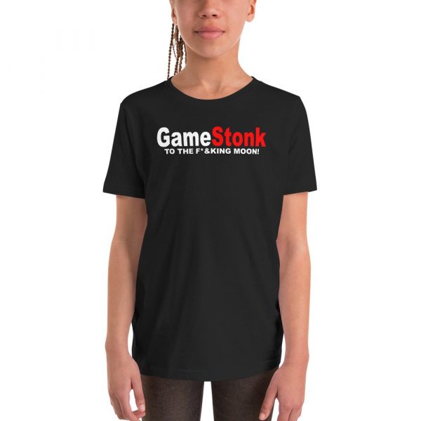 Gamestonk to the F’ing Moon Gamestick Stop Game Stonk GME  Youth Short Sleeve T-Shirt