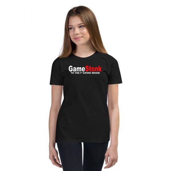 Gamestonk to the F’ing Moon Gamestick Stop Game Stonk GME  Youth Short Sleeve T-Shirt