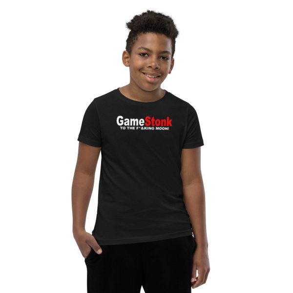 Gamestonk to the F’ing Moon Gamestick Stop Game Stonk GME  Youth Short Sleeve T-Shirt