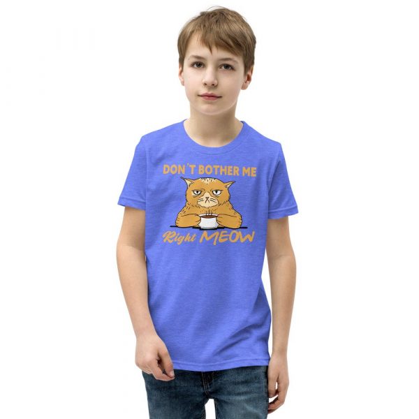 Don’t Bother Me Right Meow – Coffee Cat Humor Youth Short Sleeve T-Shirt