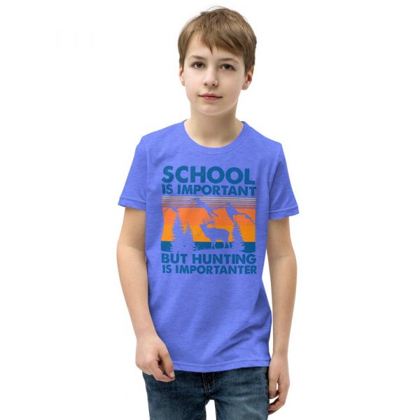 School Is Important But Hunting Is Importanter Deer Vintage Youth Short Sleeve T-Shirt