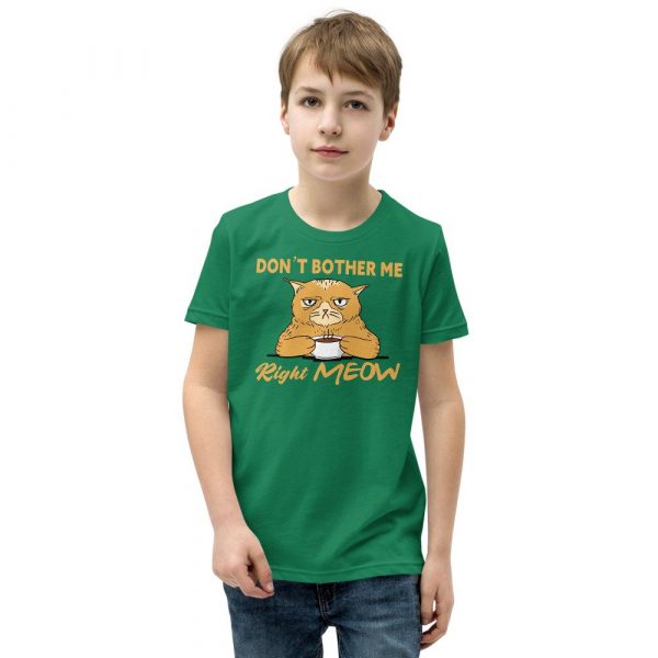Don’t Bother Me Right Meow – Coffee Cat Humor Youth Short Sleeve T-Shirt