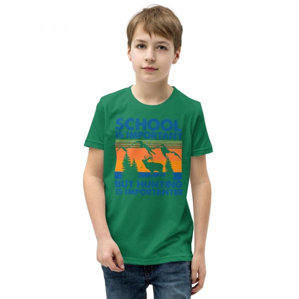 School Is Important But Hunting Is Importanter Deer Vintage Youth Short Sleeve T-Shirt