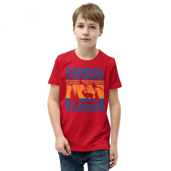 School Is Important But Hunting Is Importanter Deer Vintage Youth Short Sleeve T-Shirt