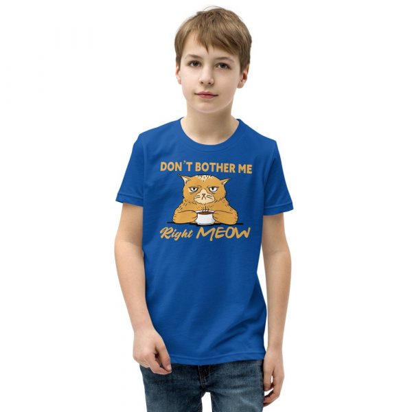 Don’t Bother Me Right Meow – Coffee Cat Humor Youth Short Sleeve T-Shirt