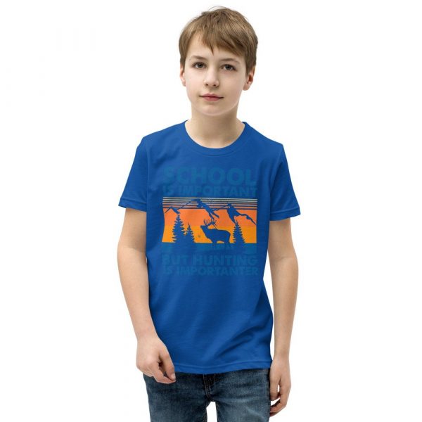 School Is Important But Hunting Is Importanter Deer Vintage Youth Short Sleeve T-Shirt