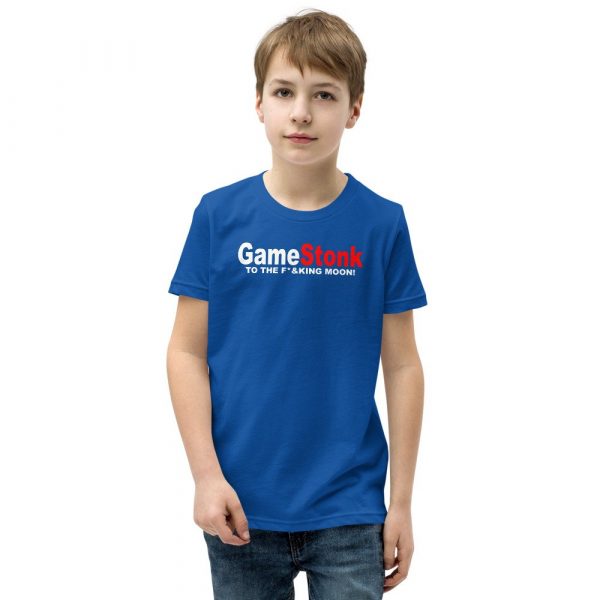 Gamestonk to the F’ing Moon Gamestick Stop Game Stonk GME  Youth Short Sleeve T-Shirt