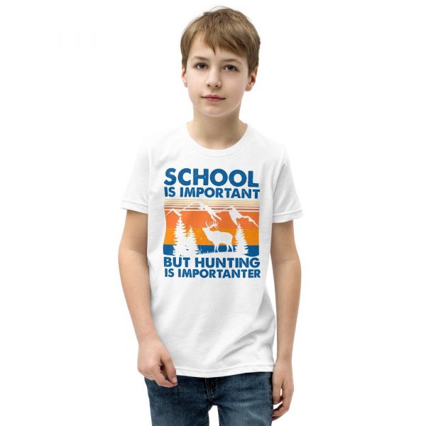 School Is Important But Hunting Is Importanter Deer Vintage Youth Short Sleeve T-Shirt