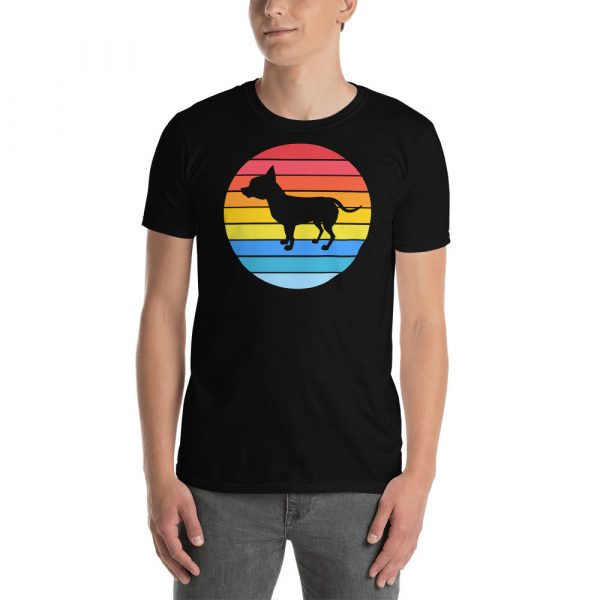 Chihuahua Tailless Dog Retro Vintage Silhouette Breed sunset Short-Sleeve Unisex T-Shirt
