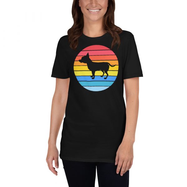 Chihuahua Tailless Dog Retro Vintage Silhouette Breed sunset Short-Sleeve Unisex T-Shirt