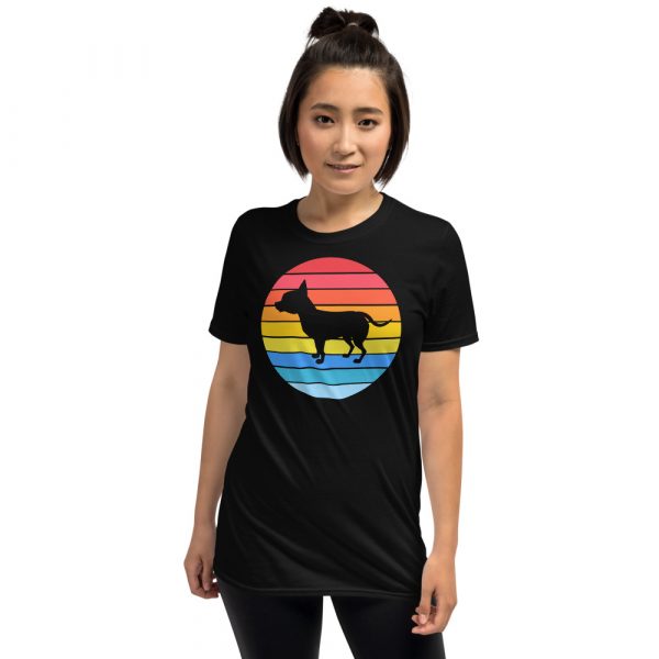 Chihuahua Tailless Dog Retro Vintage Silhouette Breed sunset Short-Sleeve Unisex T-Shirt