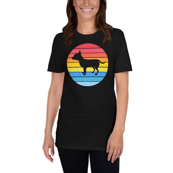Chihuahua Tailless Dog Retro Vintage Silhouette Breed sunset Short-Sleeve Unisex T-Shirt