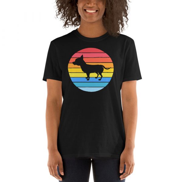 Chihuahua Tailless Dog Retro Vintage Silhouette Breed sunset Short-Sleeve Unisex T-Shirt