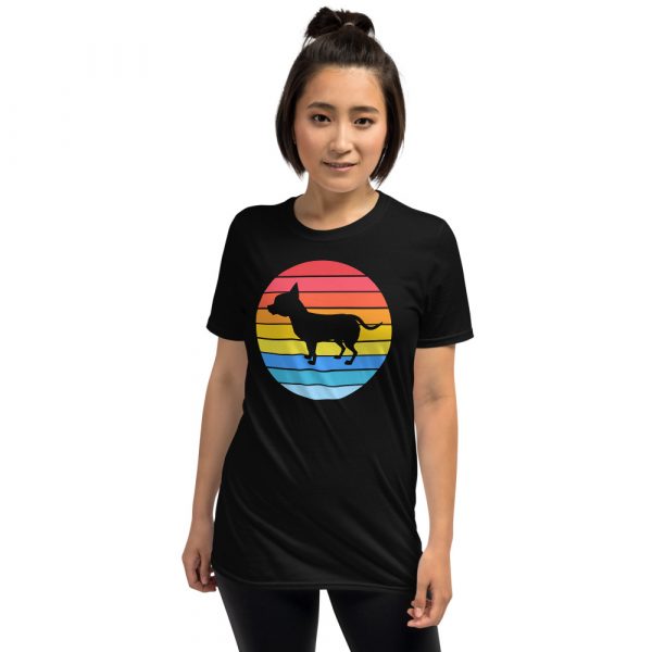 Chihuahua Tailless Dog Retro Vintage Silhouette Breed sunset Short-Sleeve Unisex T-Shirt