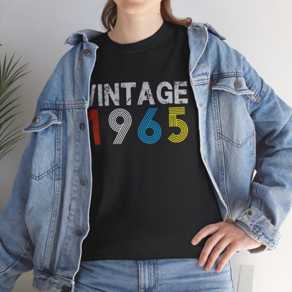 Vintage 1965 60th Year Old 1965 Birthday Gifts  Unisex Heavy Cotton Tee – Retro Style Graphic Tee for Nostalgia Lovers