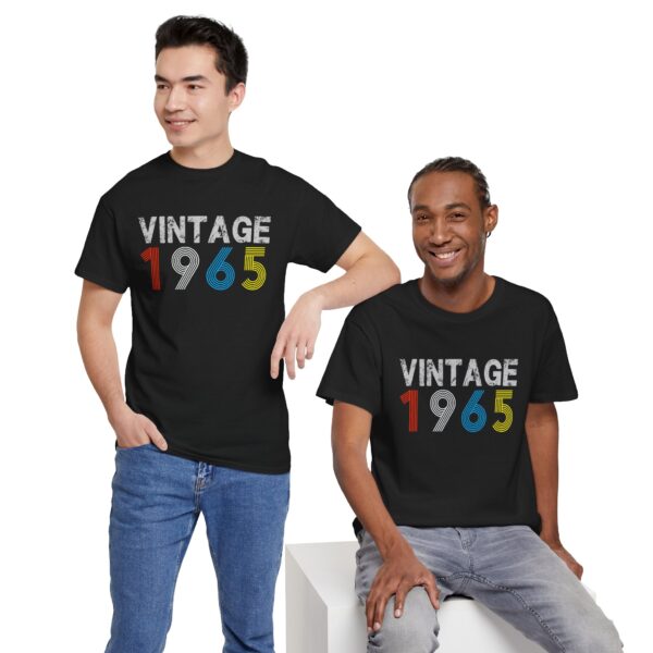 Vintage 1965 60th Year Old 1965 Birthday Gifts  Unisex Heavy Cotton Tee – Retro Style Graphic Tee for Nostalgia Lovers