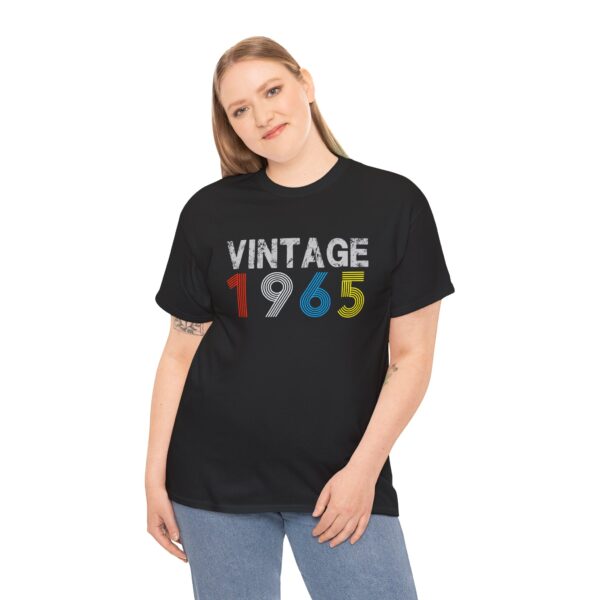 Vintage 1965 60th Year Old 1965 Birthday Gifts  Unisex Heavy Cotton Tee – Retro Style Graphic Tee for Nostalgia Lovers
