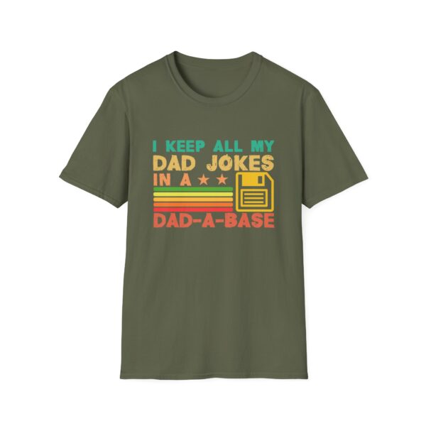 Funny dad jokes in dad-a-base vintage for father's day Mens  Unisex Softstyle T-Shirt - Fun Gift for Dads