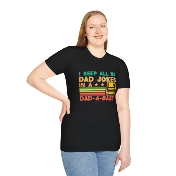 Funny dad jokes in dad-a-base vintage for father's day Mens  Unisex Softstyle T-Shirt - Fun Gift for Dads